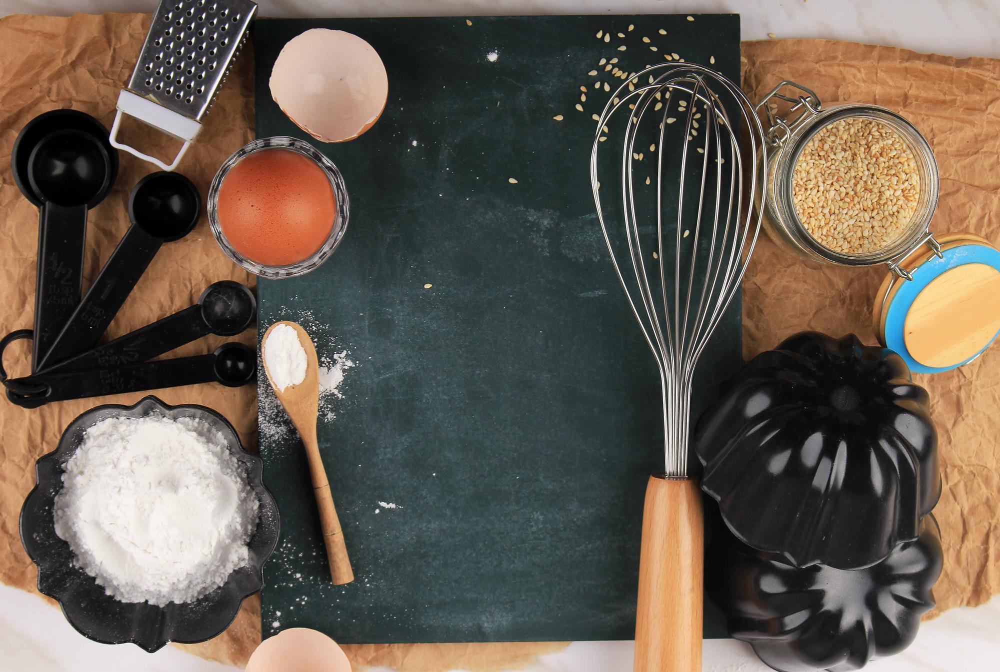 studio kitchen with tools and ingredients